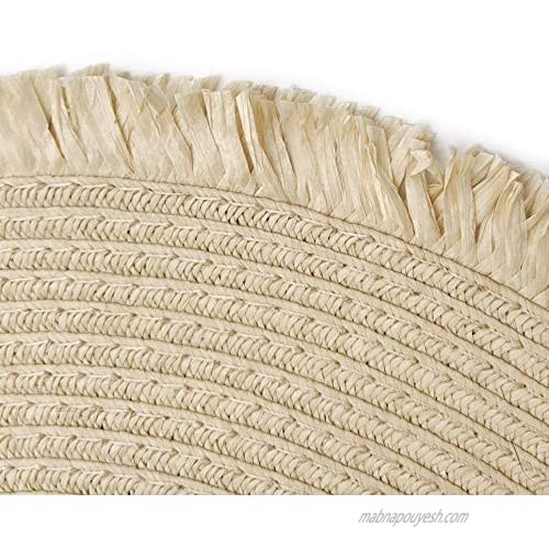 surell Summer Straw Paper Hat with Beaded Brim- Hand Woven Beach Sunhat - Perfect Beach Gift