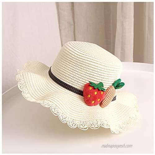 Surkat Girls Flower Straw Hat Large Brim Beachwear Sunhat Floral Tea Party Cap
