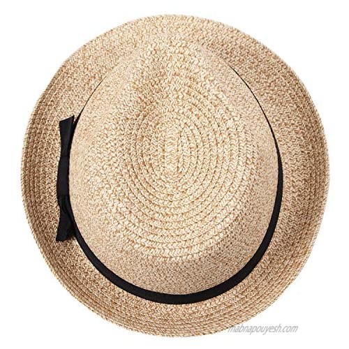 Taylormia Womens Summer Panama Fedora Hat Short Brim Foldable Beach Straw Hat