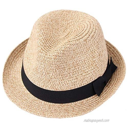 Taylormia Womens Summer Panama Fedora Hat Short Brim Foldable Beach Straw Hat