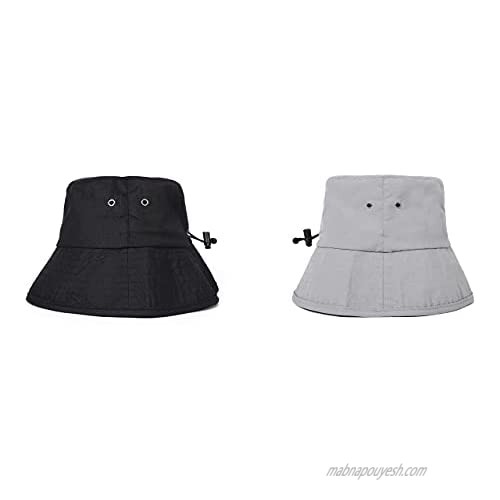 TOPHOPE-Women's Outdoor UV Protection Foldable Mesh Wide Brim Beach Fishing Bucket Sun Hat
