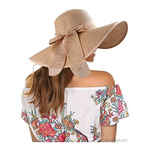 traderplus Womens Floppy Sun Hat Beach Summer Foldable Straw Cap Visor