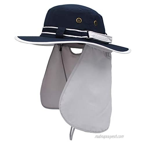 Unisex Polyester Quick-Drying Outdoor Sun Hat with Stowable Neck Guard Finshing Hat for Men and Women