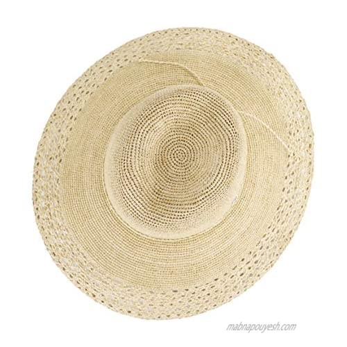 Wide Brim Sun Hat Summer Beach Straw Hat Fedora Crochet with Braid UV Protection