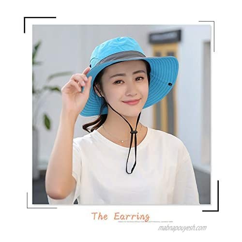 Women Outdoor Sun-Hat UV Protection Summer Wide Brim Foldable Fishing Cap with Ponytail Hole