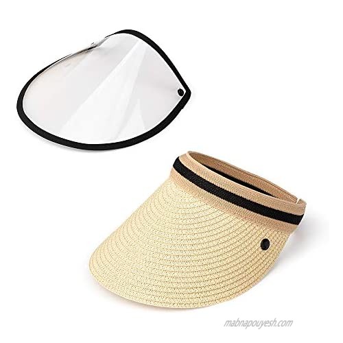 Women Visors Sunhat Wide Brim Clip On Summer Beach Hat UV Protection Removable Shield Outdoor UPF50+