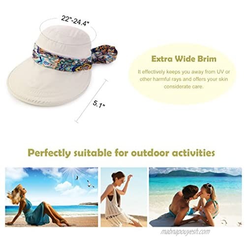 Women Wide Brim Cap UV Protection Sun Hats Visor Hats Multiple Wearing Methods