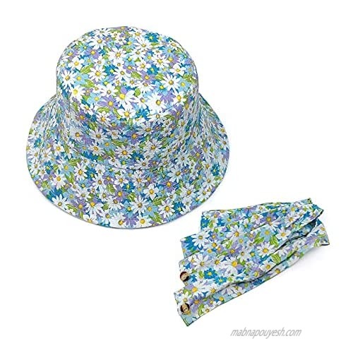 Women's Beach Sun Hat Boho Floral Print Style Travel Bucket Hats Summer Fisherman Hats Summer Outdoor Packable Cap