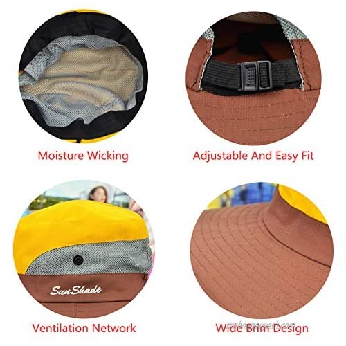 Womens Ponytail Sun Hat UV Protection Packable Wide Brim Beach Boonie Cap for Fishing Hiking