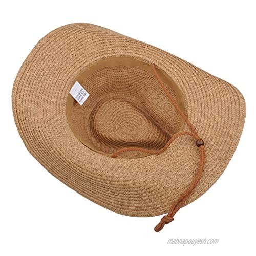 Womens Straw Cowboy Hat Shapeable Floppy Sun Hat Wide Birm Fedora Panama Hat for Beach