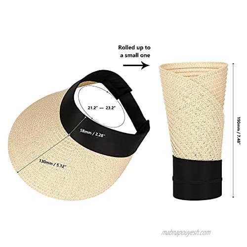 Women's Straw Sun Hats Foldable Visor Hats for Women Girls Summer Beach Straw Hats