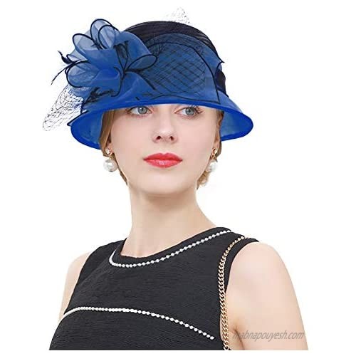 Women's Two-Tone Bowler Cloche Hat for Kentucky Derby Day  Church  Wedding  Party  Formal Occasion