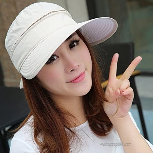 YEKEYI Women 3 in 1 Zip Off Wide Brim Folding Sun Hat UV Protection Neck Face Flap Cap Summer Outdoor Beach Visor Hats