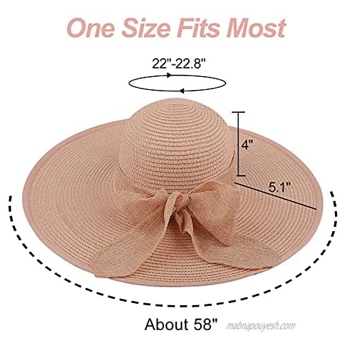 Ysoazgle Women Straw Sun Hat Large Wide Brim Straw Hat Ladies Beach Hats