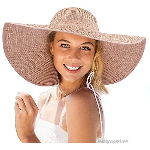 Ysoazgle Women Straw Sun Hat  Large Wide Brim Straw Hat Ladies Beach Hats