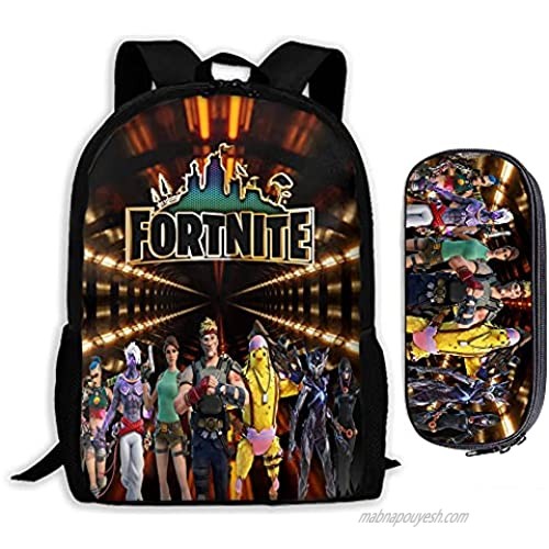 2pcs Teens Fortnite Backpack And Pencil Case Youth Casual Travel Bag 17 Inch Lightweight Daypack Outdoor Sports Bookbag Color4