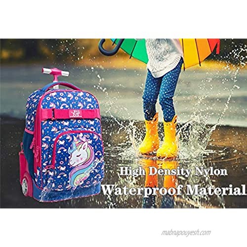 Alpaca Rolling Backpack for Girls with Wheels Travel Trip Luggage Big Kids School Bag