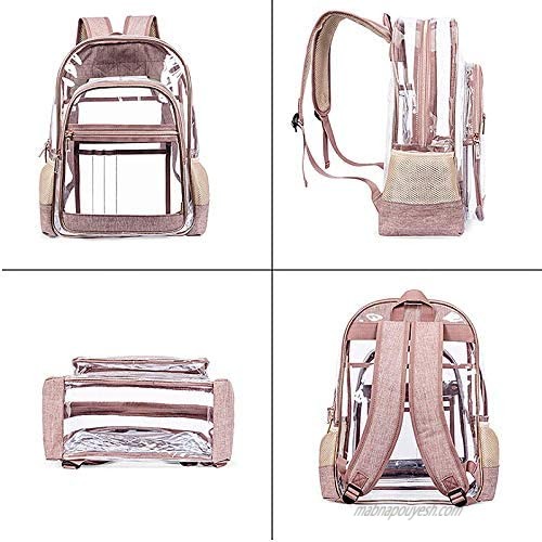 Asdomo Clear Backpacks Heavy Duty Transparent PVC Bookbag with Adjustable Straps See Through Backpack for College Work Security Travel & Sports