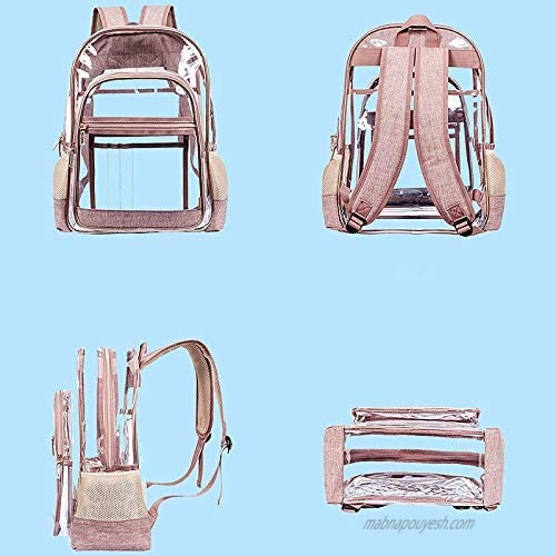 Asdomo Clear Backpacks Heavy Duty Transparent PVC Bookbag with Adjustable Straps See Through Backpack for College Work Security Travel & Sports