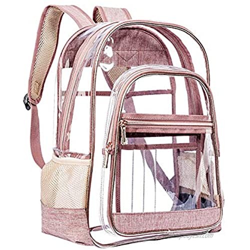 Asdomo Clear Backpacks  Heavy Duty Transparent PVC Bookbag with Adjustable Straps  See Through Backpack for College  Work  Security Travel & Sports