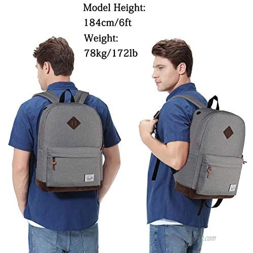 Backpack for Men Women VASCHY Classic Water-resistant Lightweight Travel School Backpack Casual Daypack