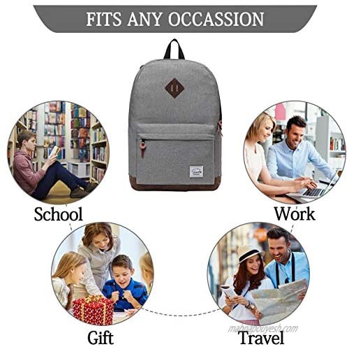 Backpack for Men Women VASCHY Classic Water-resistant Lightweight Travel School Backpack Casual Daypack