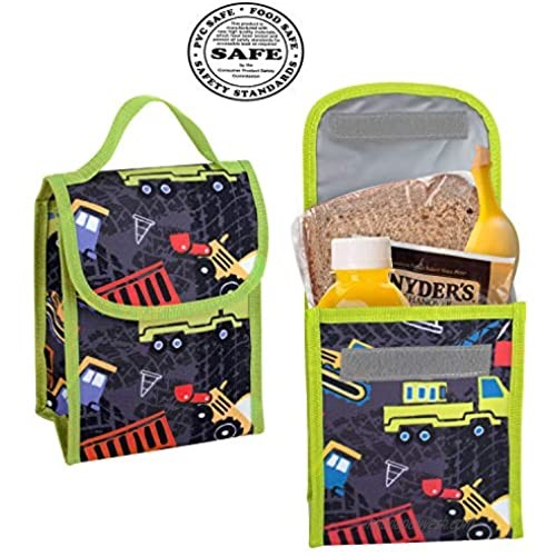 Boys Construction Trucks Backpack with Lunch Bag and School Supplies Bundle for Boys for Preschool Kindergarten Elementary School