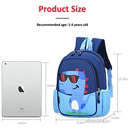 CHERUBIC Kids Toddler Little Backpack Cute Cool Dinosaur Waterpoof Scool Bookbag Backpack For Boys Girls(Blue)