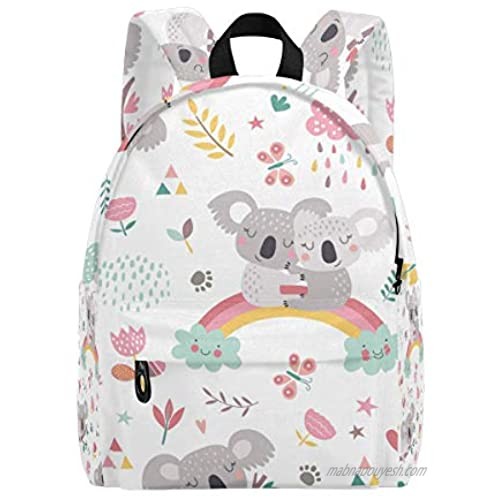 Cute Rainbow Koala School Backpack for Girls & Boys  Water Resistant Durable Casual Basic Bookbag for Students