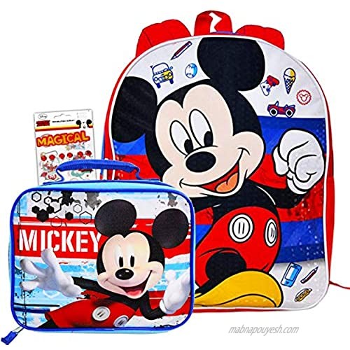 Disney Mickey Mouse Backpack Set with Lunch Box and Stickers