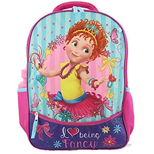 Fancy Nancy Girls 5 piece Backpack and Snack Bag School Set (One Size Pink/Blue)