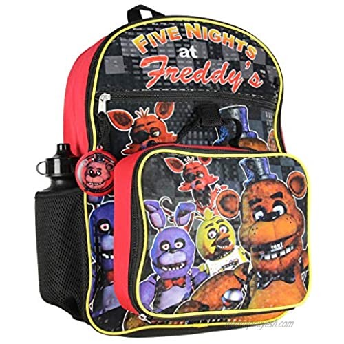 Five Nights At Freddy's 16 Backpack Lunch Box Water Bottle Lunch Kit -5 Piece Set