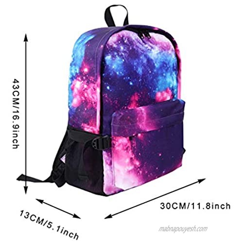 Galaxy Backpack for Women/Men School Bookbag for Girls Lightweight Travel Daypack Purple