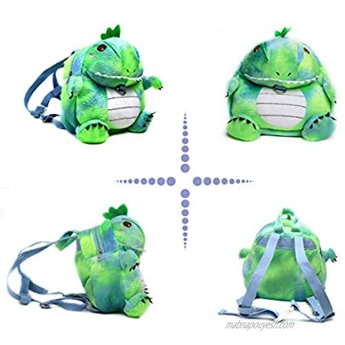 Heltid Kids Dinosaur Toddler Backpack with Leash Cute Plush Animal Backpack for boys and girls(Chameleon )