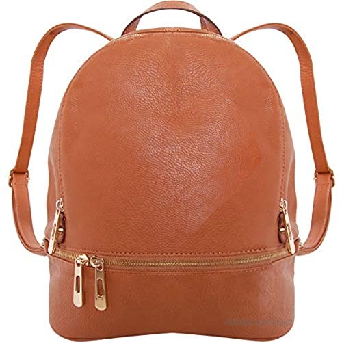Humble Chic Vegan Leather Backpack Purse for Women - Small Fashion Travel School Book-Bag Casual Shoulder Handbag (Saddle Brown)