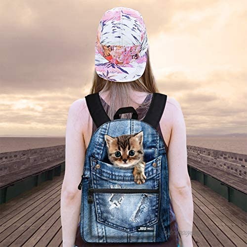 JBS-NO.1 Cute Cats Backpack for Teen Girls Boys Canvas Dogs Animals BookBags for School (cat-4)