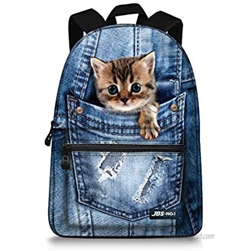 JBS-NO.1 Cute Cats Backpack for Teen Girls Boys Canvas Dogs Animals BookBags for School (cat-4)