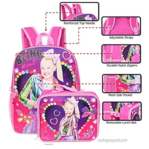 Jojo Siwa Backpack with Insulated Lunchbox - pink multi one size