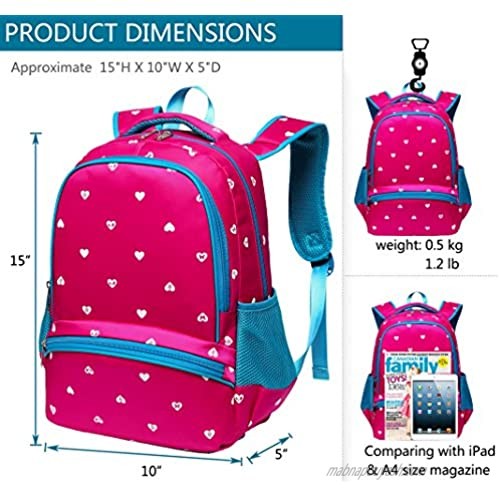Kids Backpack for Kindergarten Girls School Bags Girly Bookbags (Small Hot Pink&Blue)