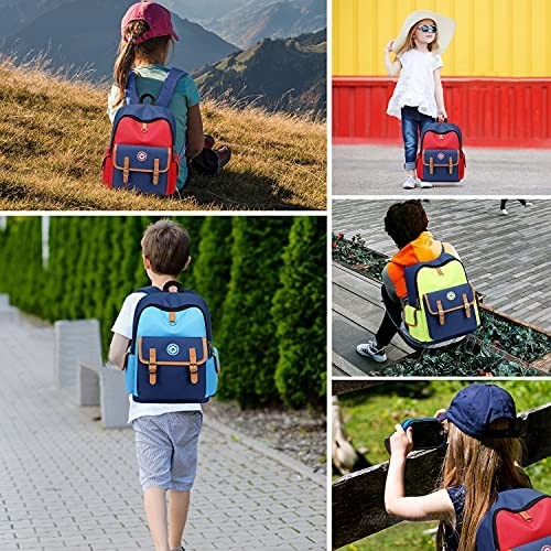 Kids Backpack Lightweight Children Bookbag Water Resistant Toddler Backpack Preschool Kindergarten Elementary School Bag for Girls Boys (Blue 16 Inch)
