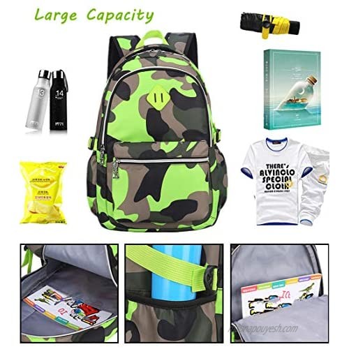 Ladyzone Camo School Backpack Lightweight Schoolbag Travel Camp Outdoor Daypack