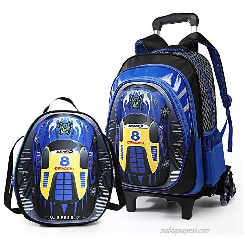 Lyfreen 2Pcs School Bag Kids Rolling Backpack Boys School Backpack Shoulder Bag