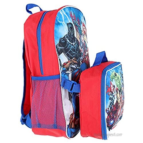 Marvel Avengers 16 Backpack With Detachable Matching Lunch Box Featuring Ant-Man Black Panther and Other Super Heros