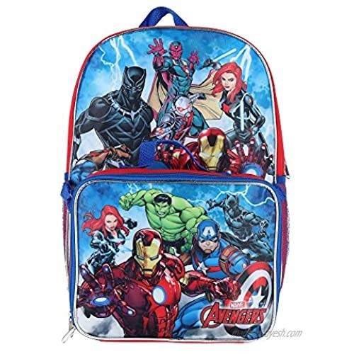 Marvel Avengers 16" Backpack With Detachable Matching Lunch Box Featuring Ant-Man  Black Panther and Other Super Heros