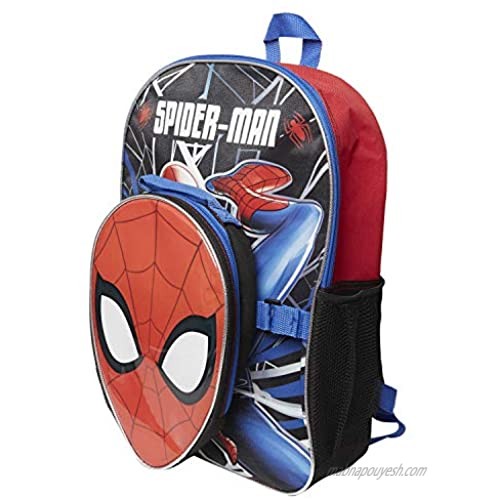 Marvel Spiderman Backpack Combo Set - Spiderman Boys 4 Piece Backpack Set - Backpack Lunchbox Water Bottle and Carabina (Spiderman)