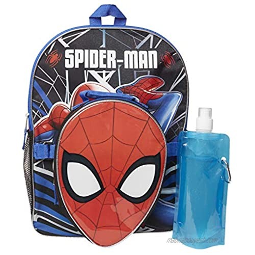 Marvel Spiderman Backpack Combo Set - Spiderman Boys 4 Piece Backpack Set - Backpack  Lunchbox  Water Bottle and Carabina (Spiderman)