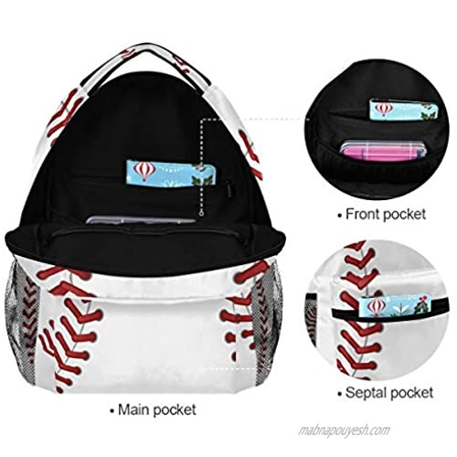 Nander Backpack Travel Sport Baseball Print Pattern School Bookbags Shoulder Bag for Mens Boys