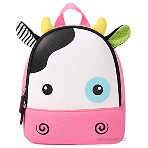 Neoprene Toddler Backpack Waterproof Animal Cartoon Mini Travel Bag for Little Girl Boy 1-6 Years (Cow)