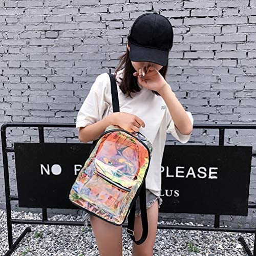 OULII Transparent Backpack Casual Backpack Student School Daypack Travel Caming Bag for Women Girls