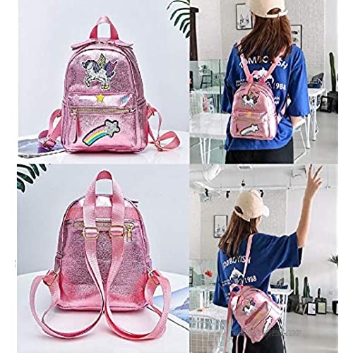 Pink Rainbow Unicorn Backpack Cute Toddler Backpack Waterproof Mini Travel Bag for Girls Kids